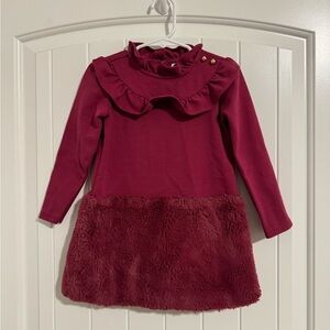 Janie & Jack Faux Fur Magenta Kids Dress size 3